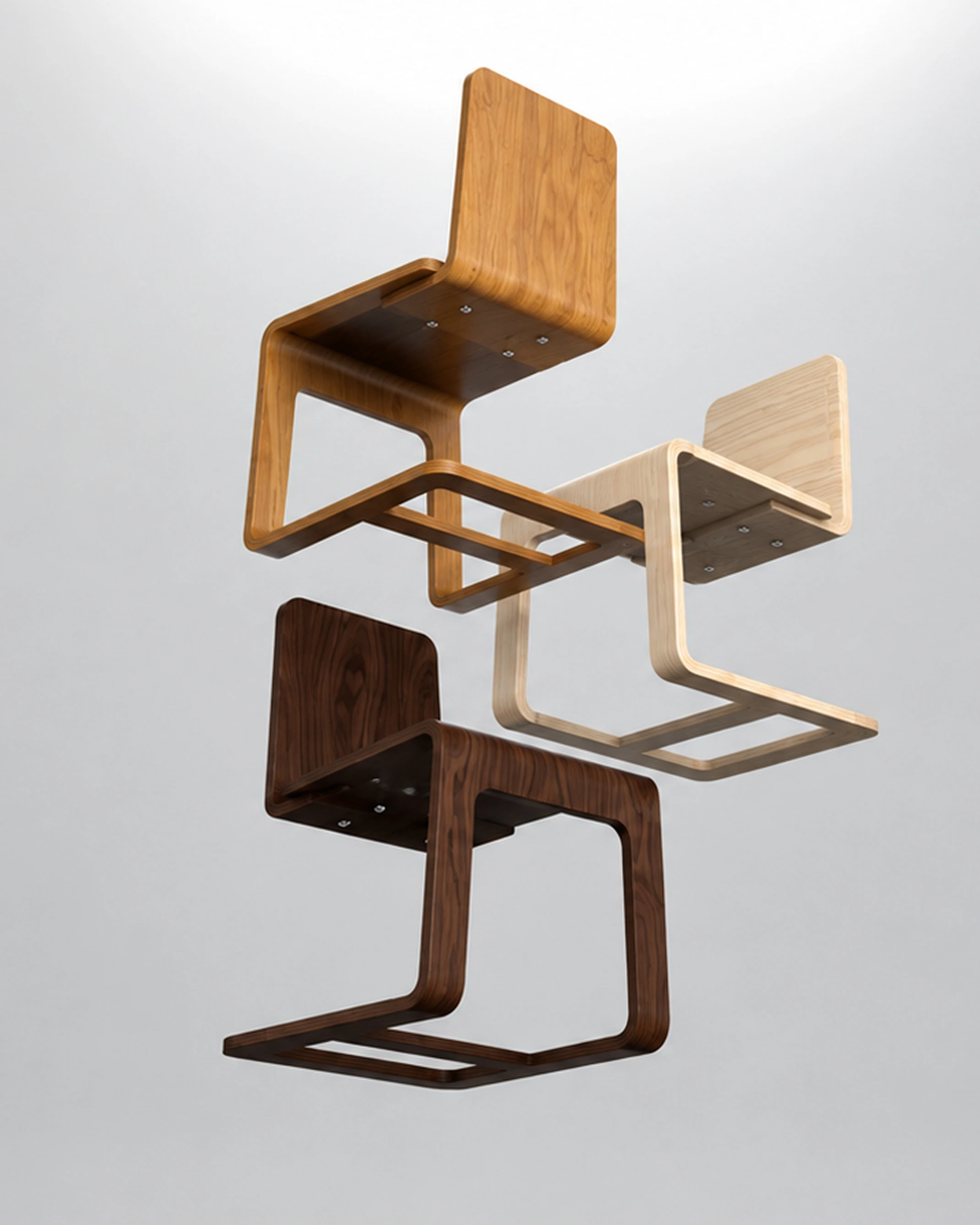 Arc chair in three wood finishes