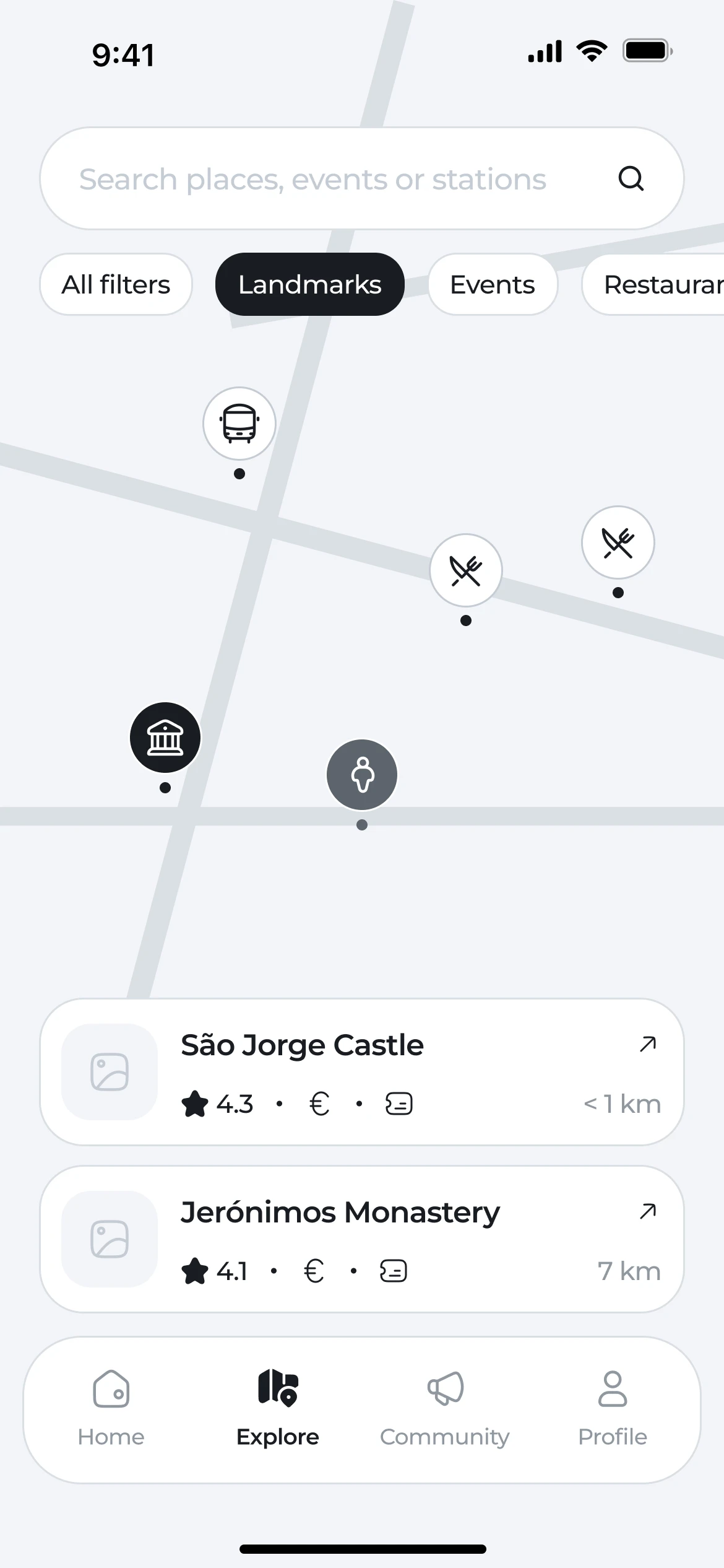 Around the app: Explore