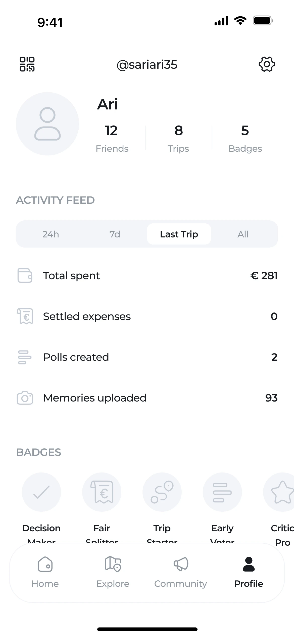 Around the app: Profile