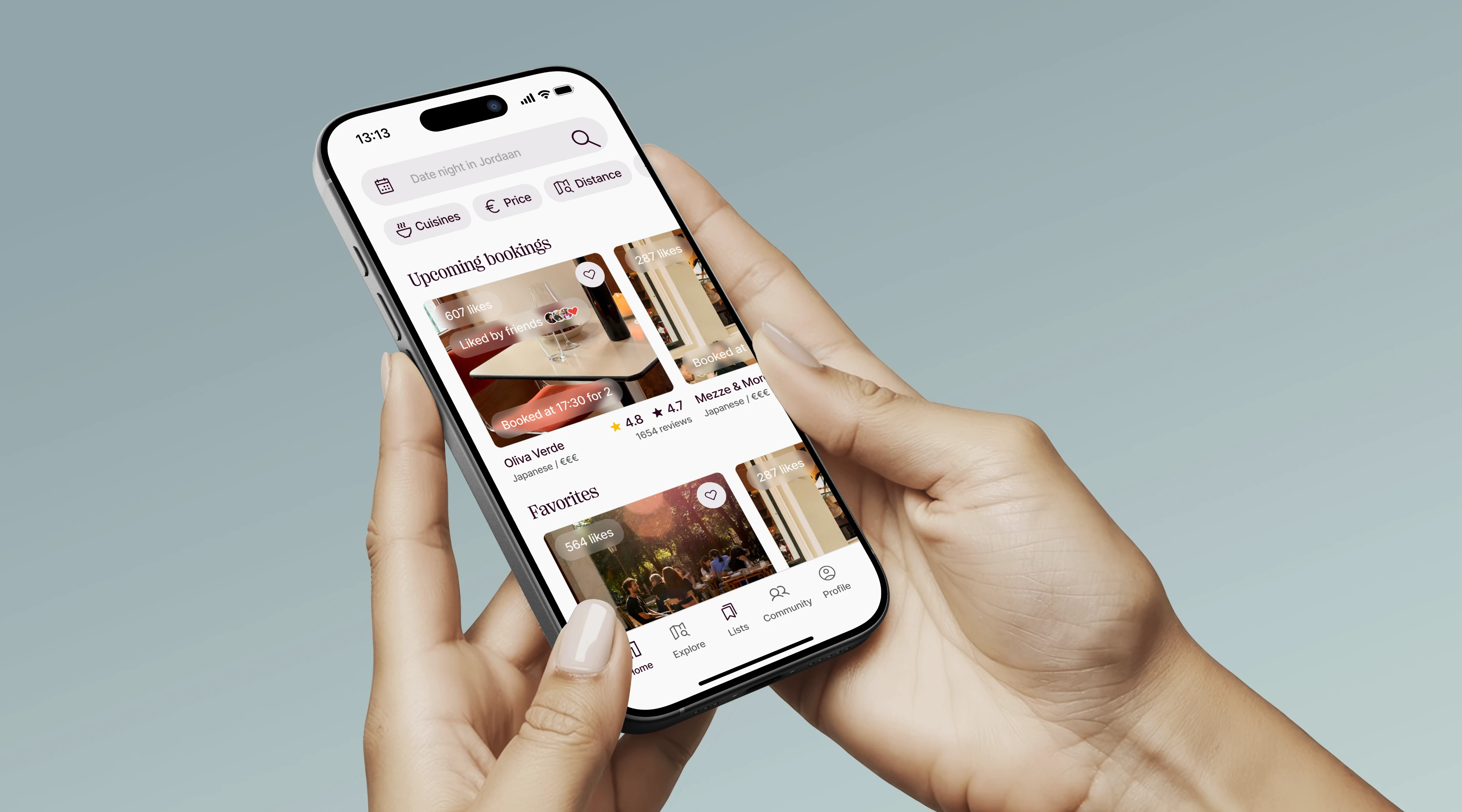 Dinee app screens on phones