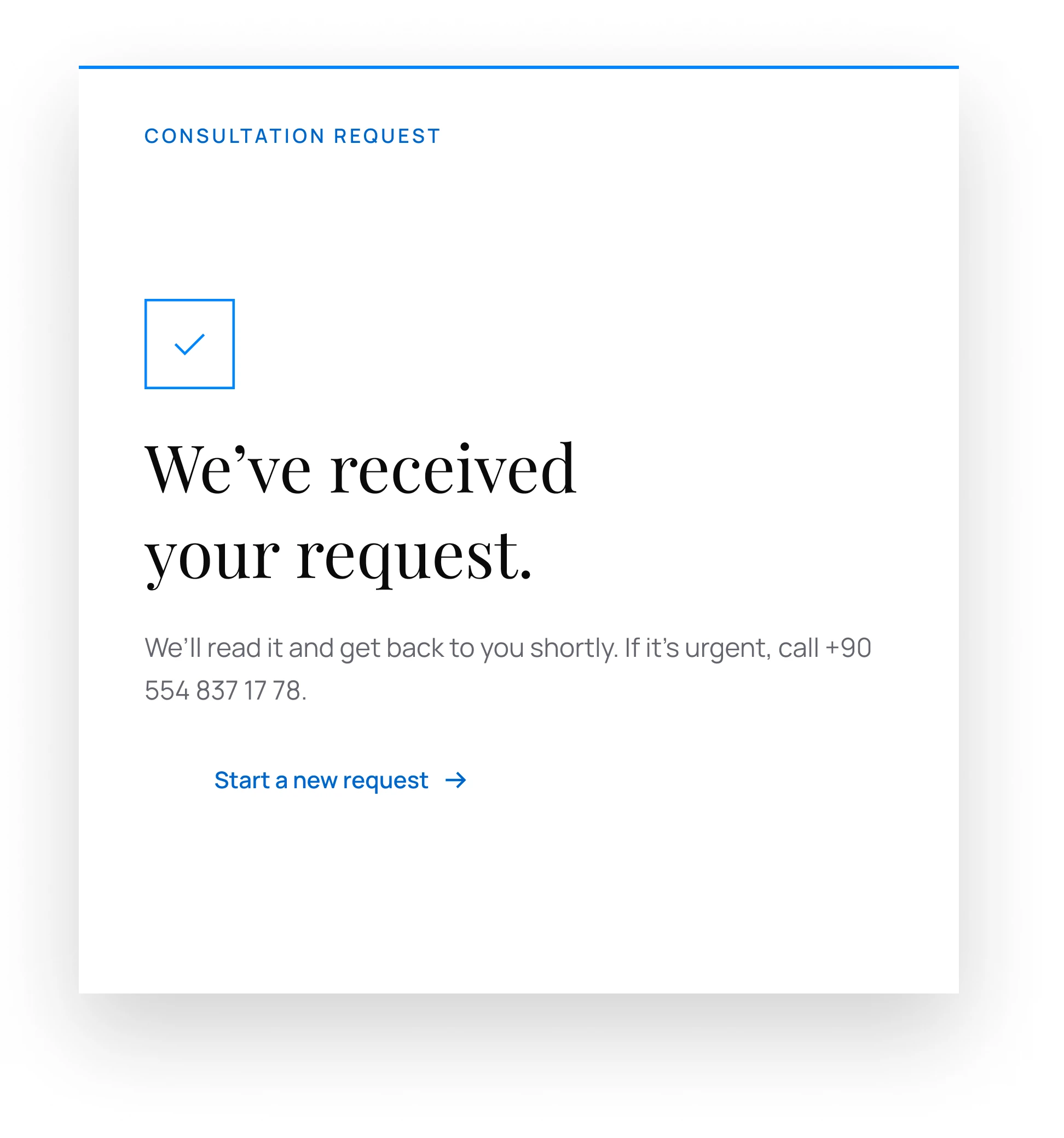 Consultation form sent