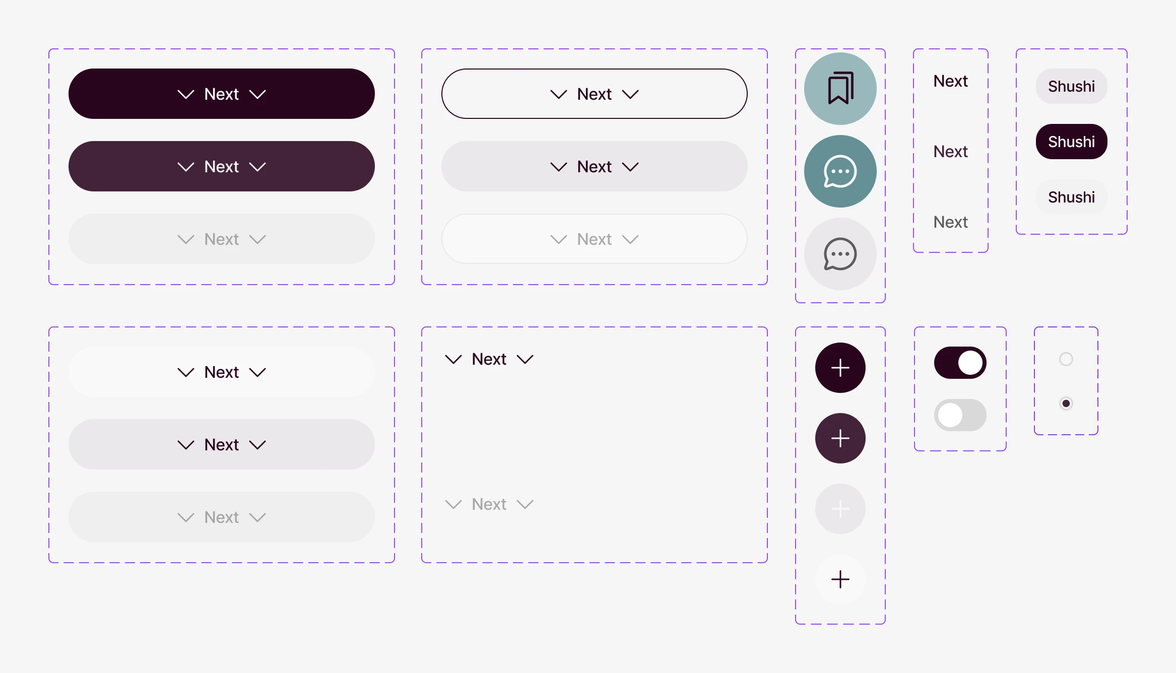 Dinee button variants and states