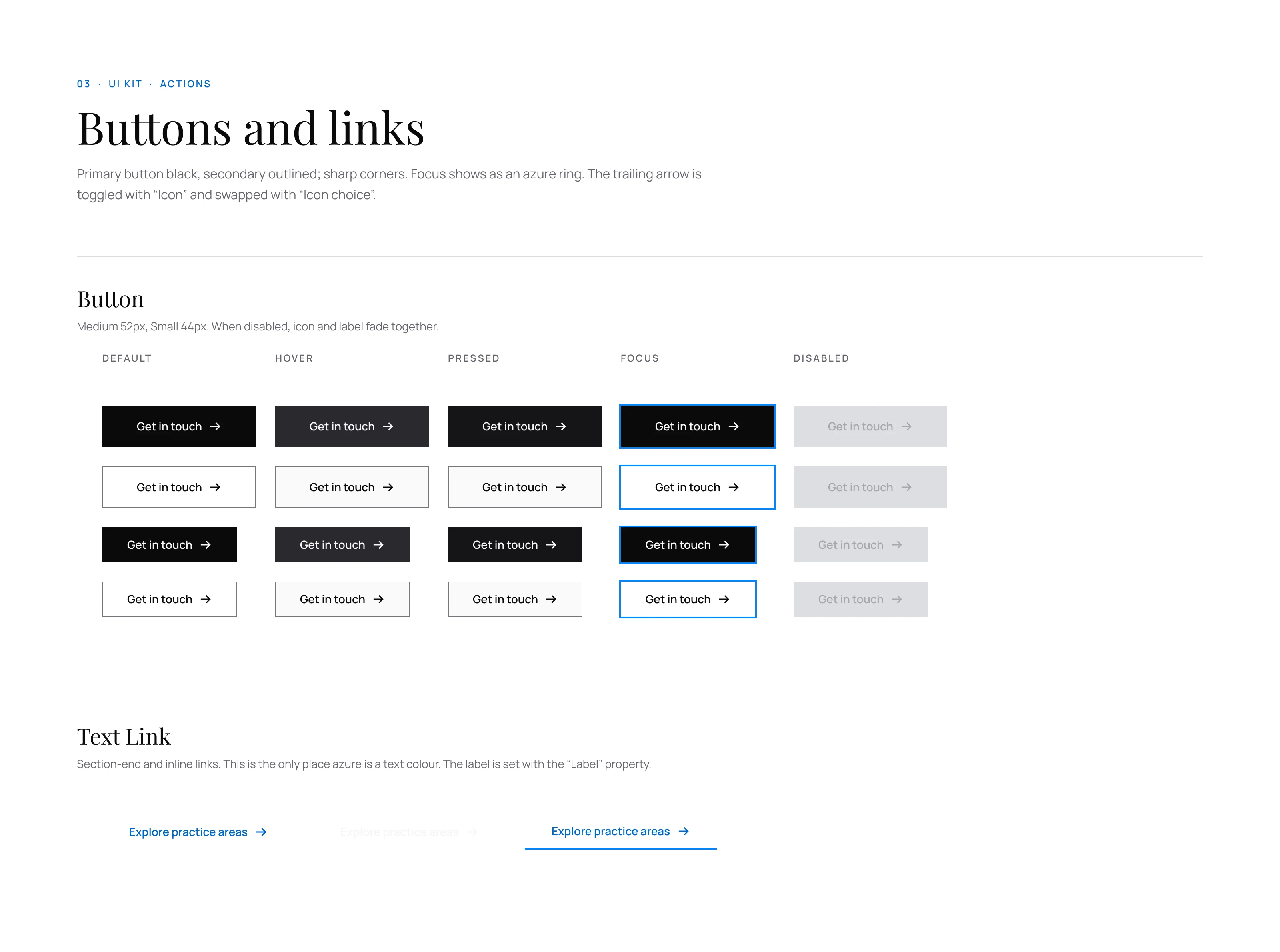 Button variants and states
