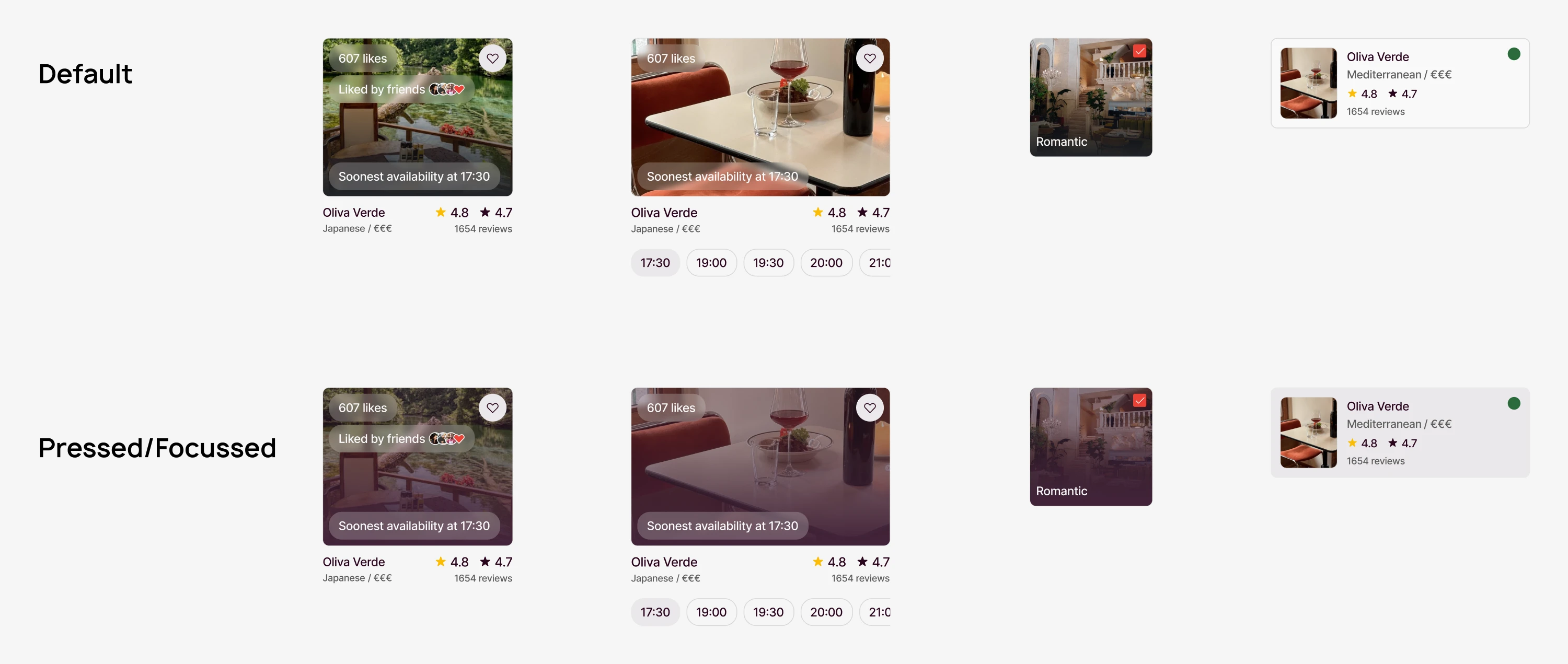 Dinee restaurant cards in every size