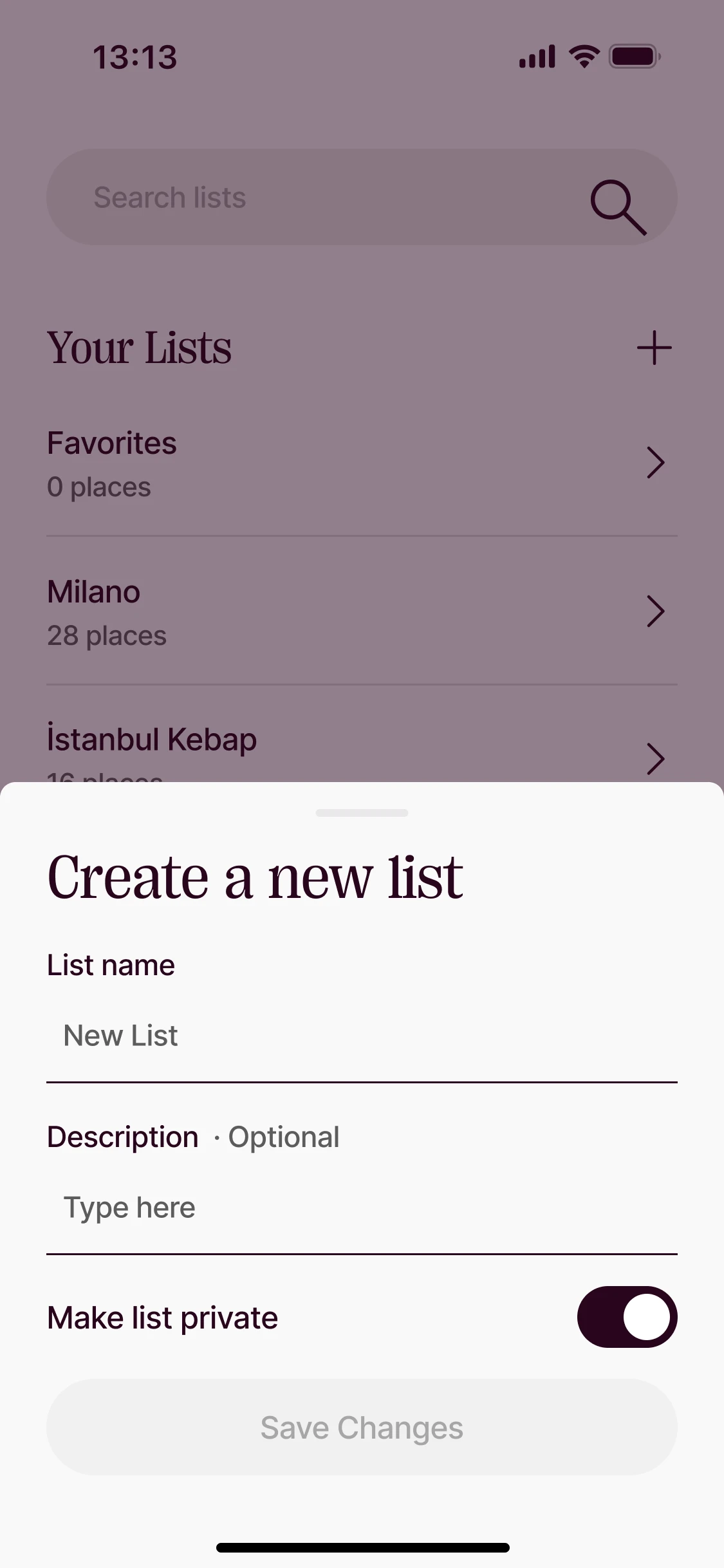 Create & manage: Create a new list