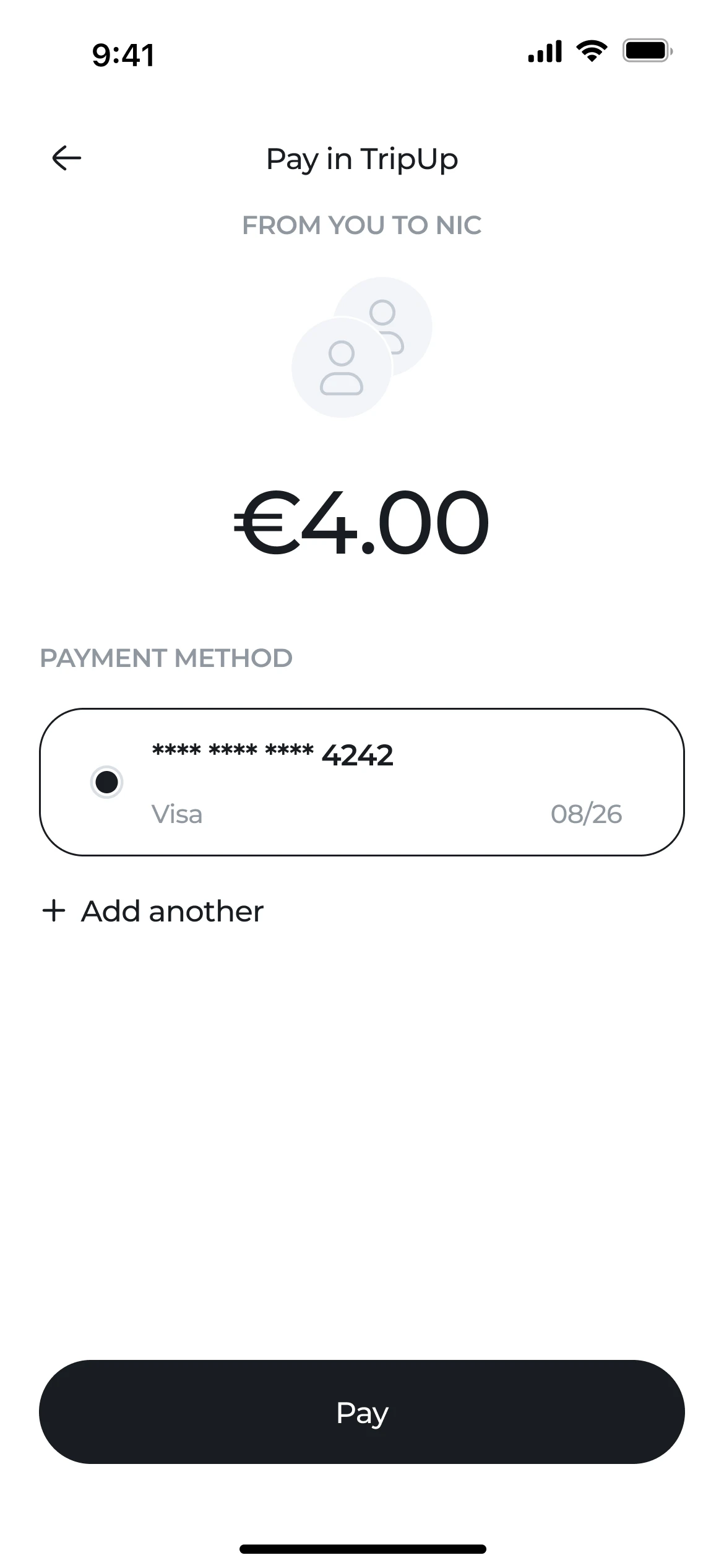 Expenses & settling up: Pay in TripUp