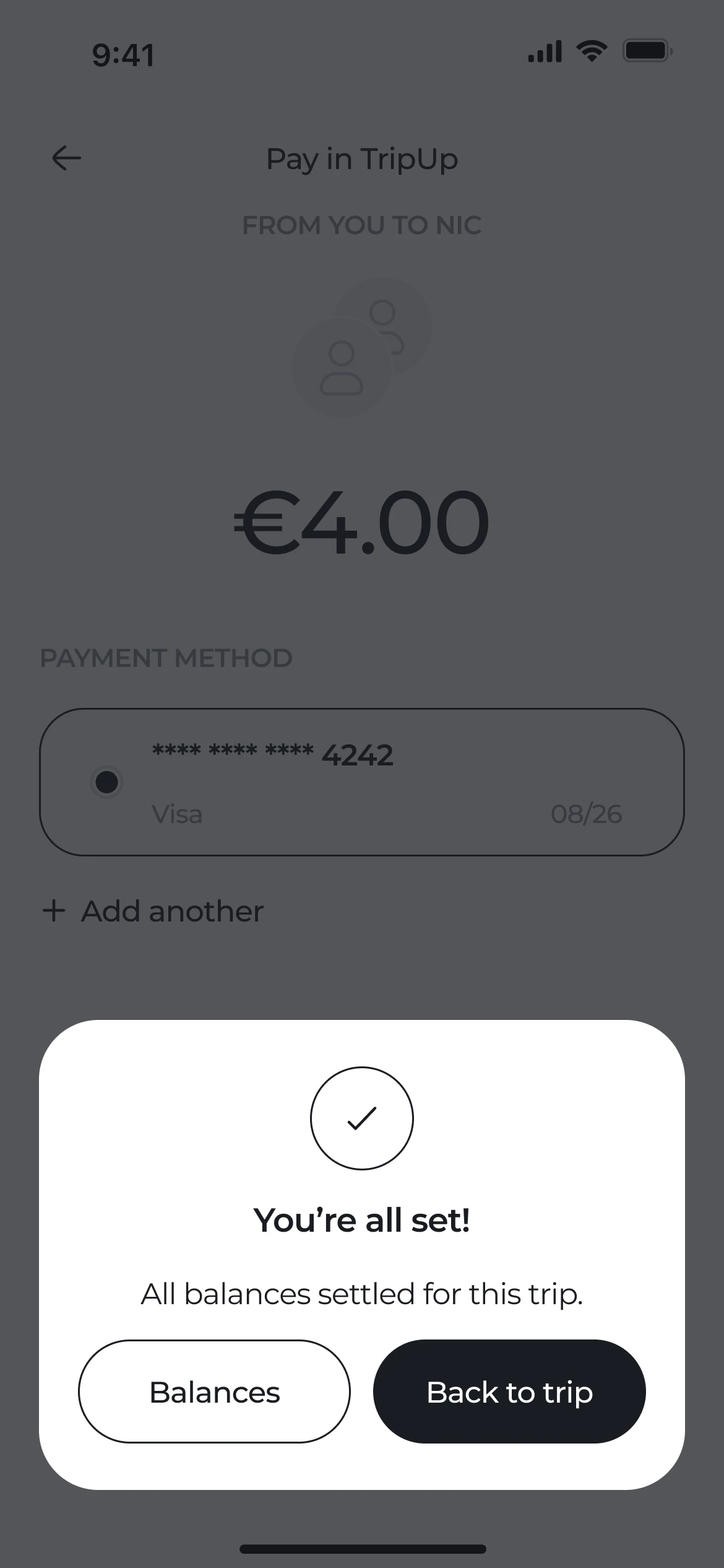 Expenses & settling up: All settled