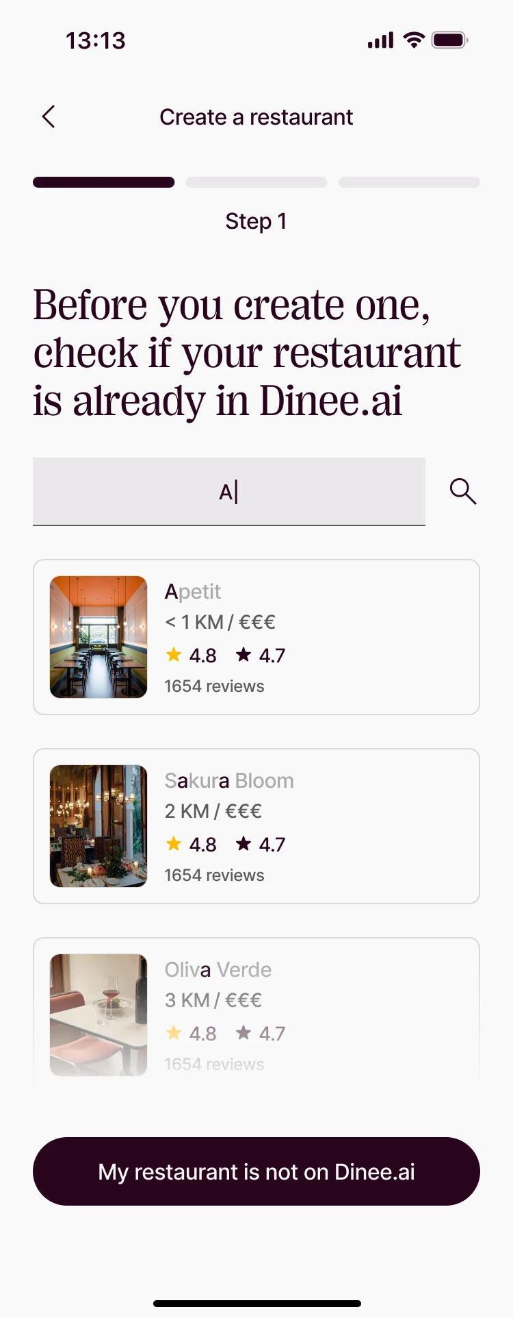Create · for owners: Not on Dinee yet