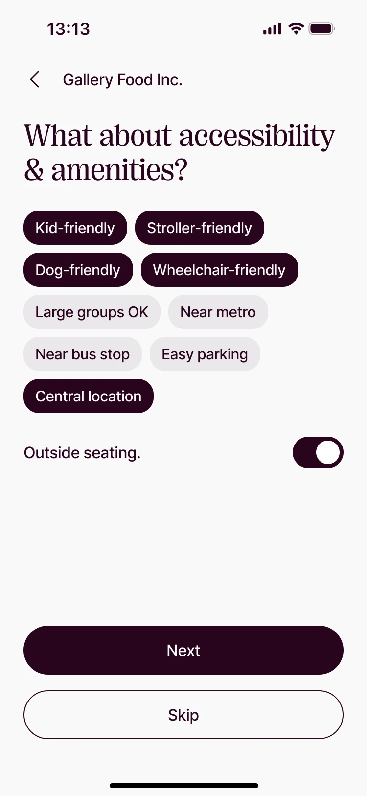 Create · for owners: Accessibility & amenities