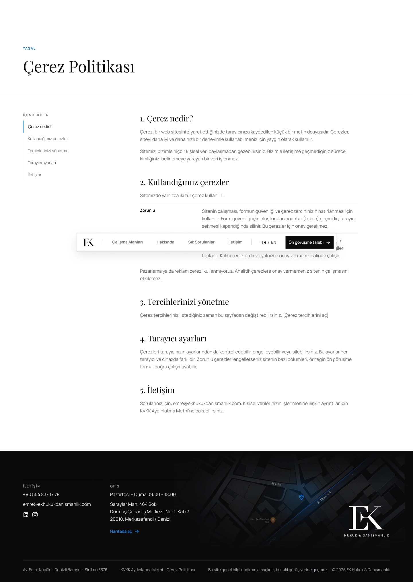 Cookie policy page