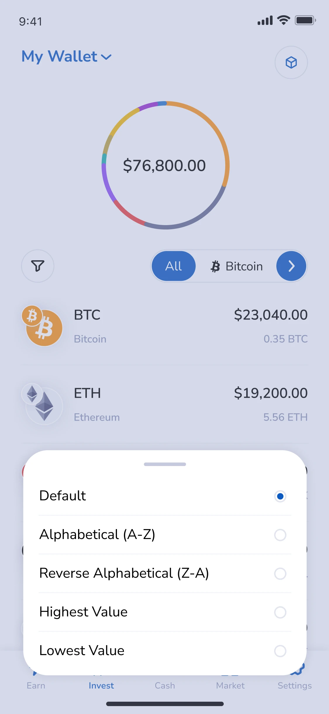Portfolio: Sort tokens