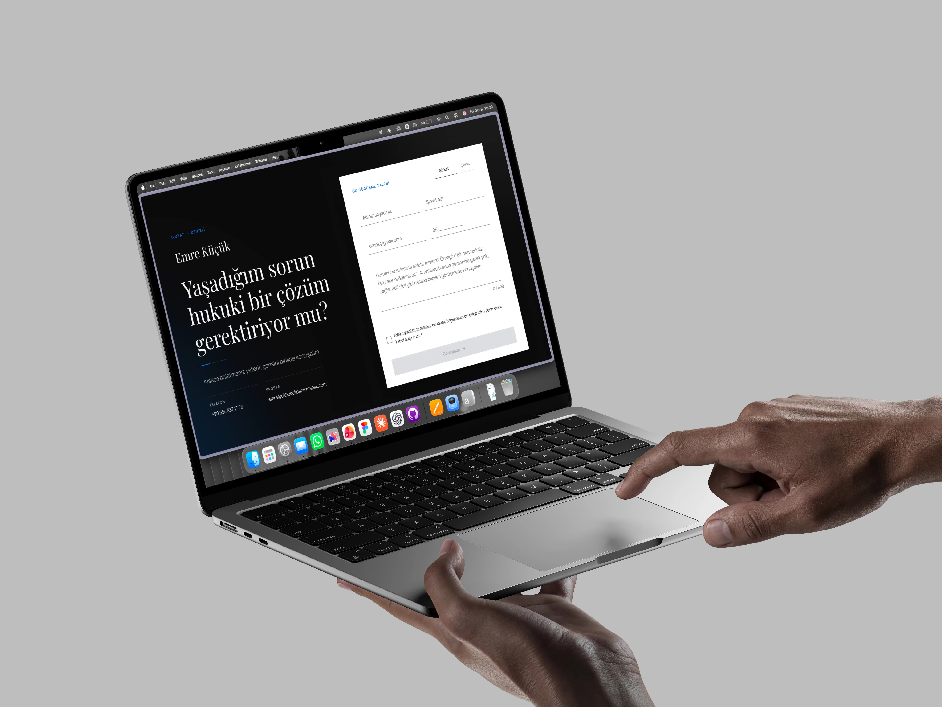 EK Hukuk website on a laptop