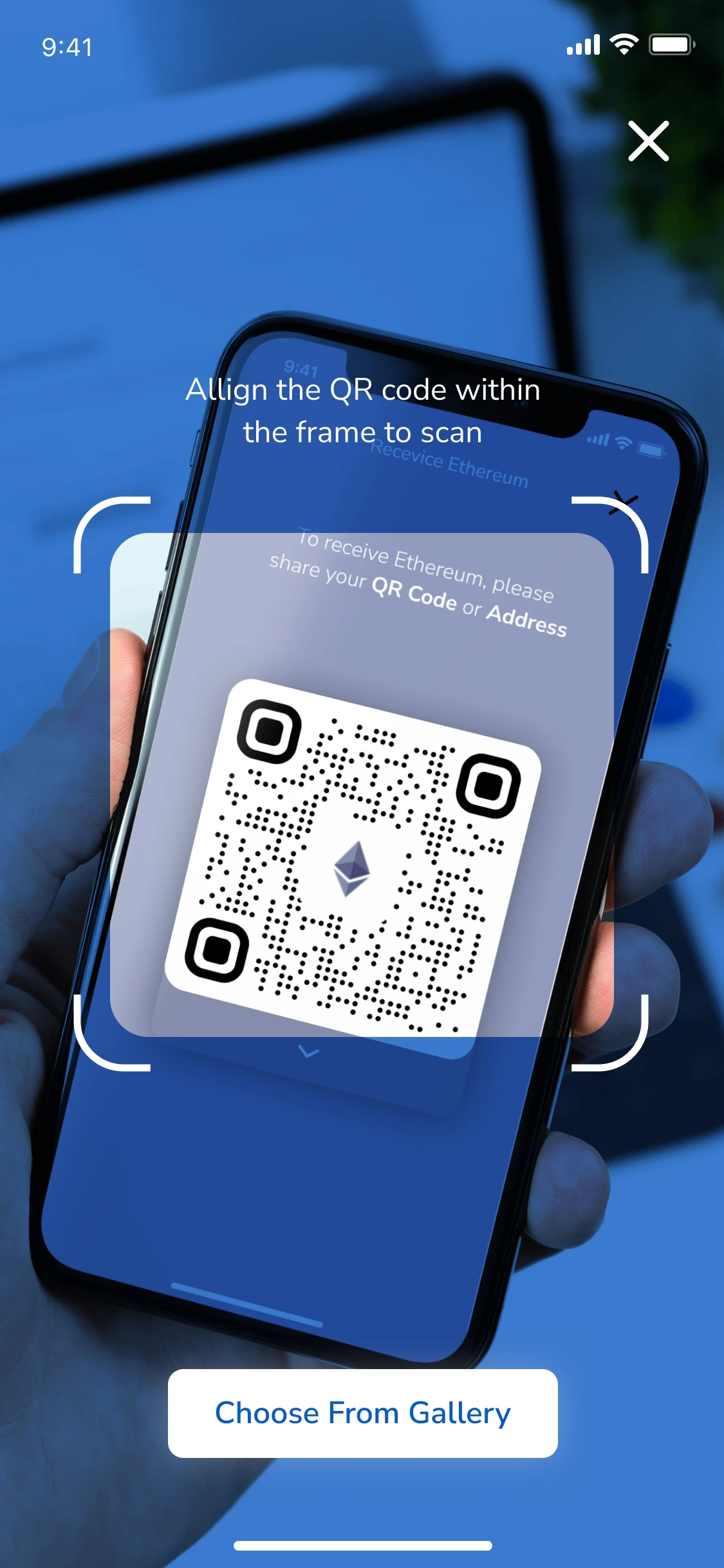 Receive & QR: Scan a QR