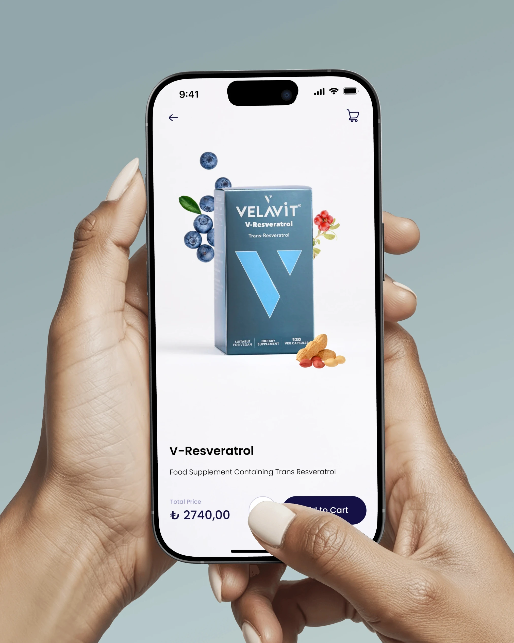Longevia supplement app on a phone
