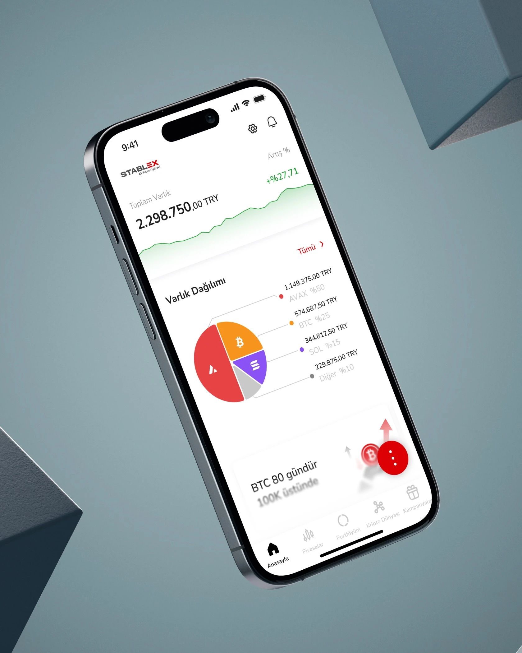 Stablex crypto app on a phone